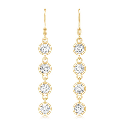 Bezel Set Round Moissanite Simple Dangle Earrings