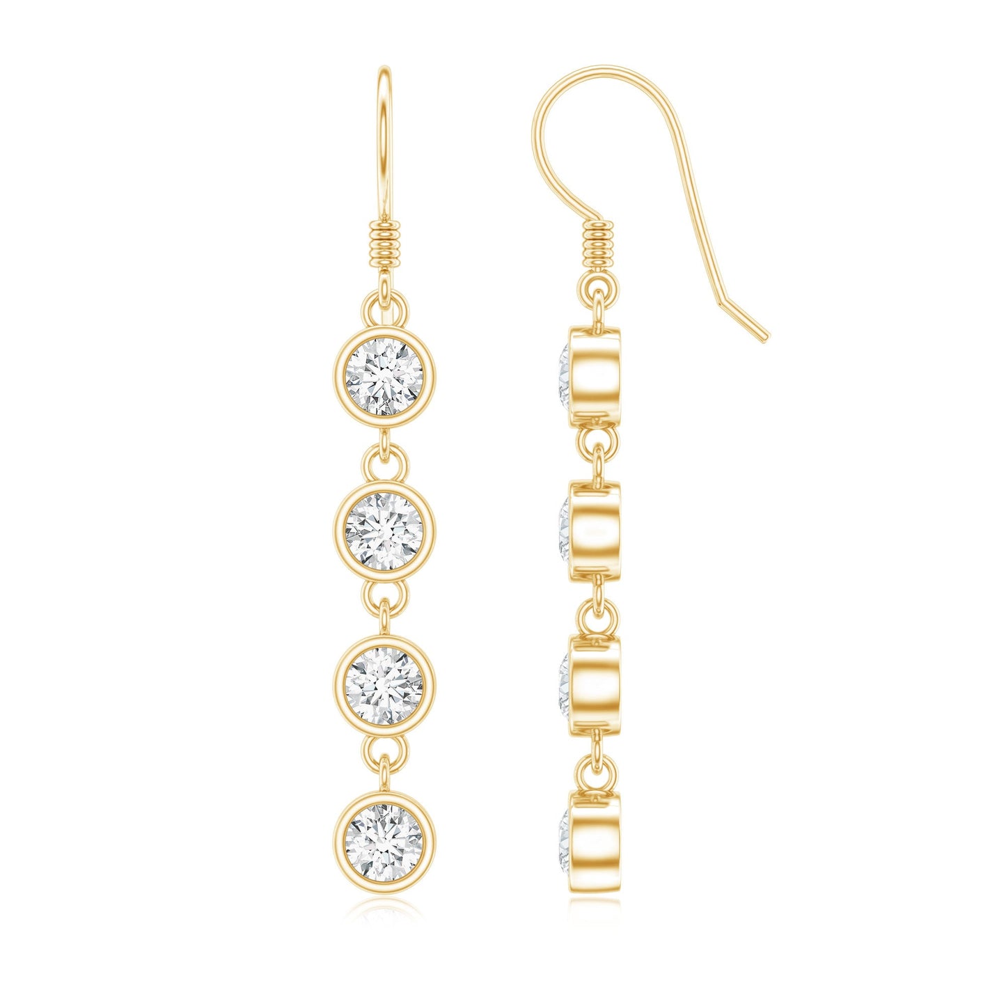 Bezel Set Round Moissanite Simple Dangle Earrings