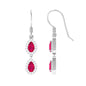 Real Pear Shape Ruby Dangle Earrings with Diamond