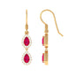 Real Pear Shape Ruby Dangle Earrings with Diamond
