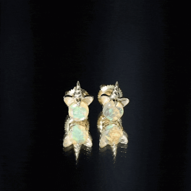 1 Carat Ethiopian Opal Unicorn Stud Earrings for Women