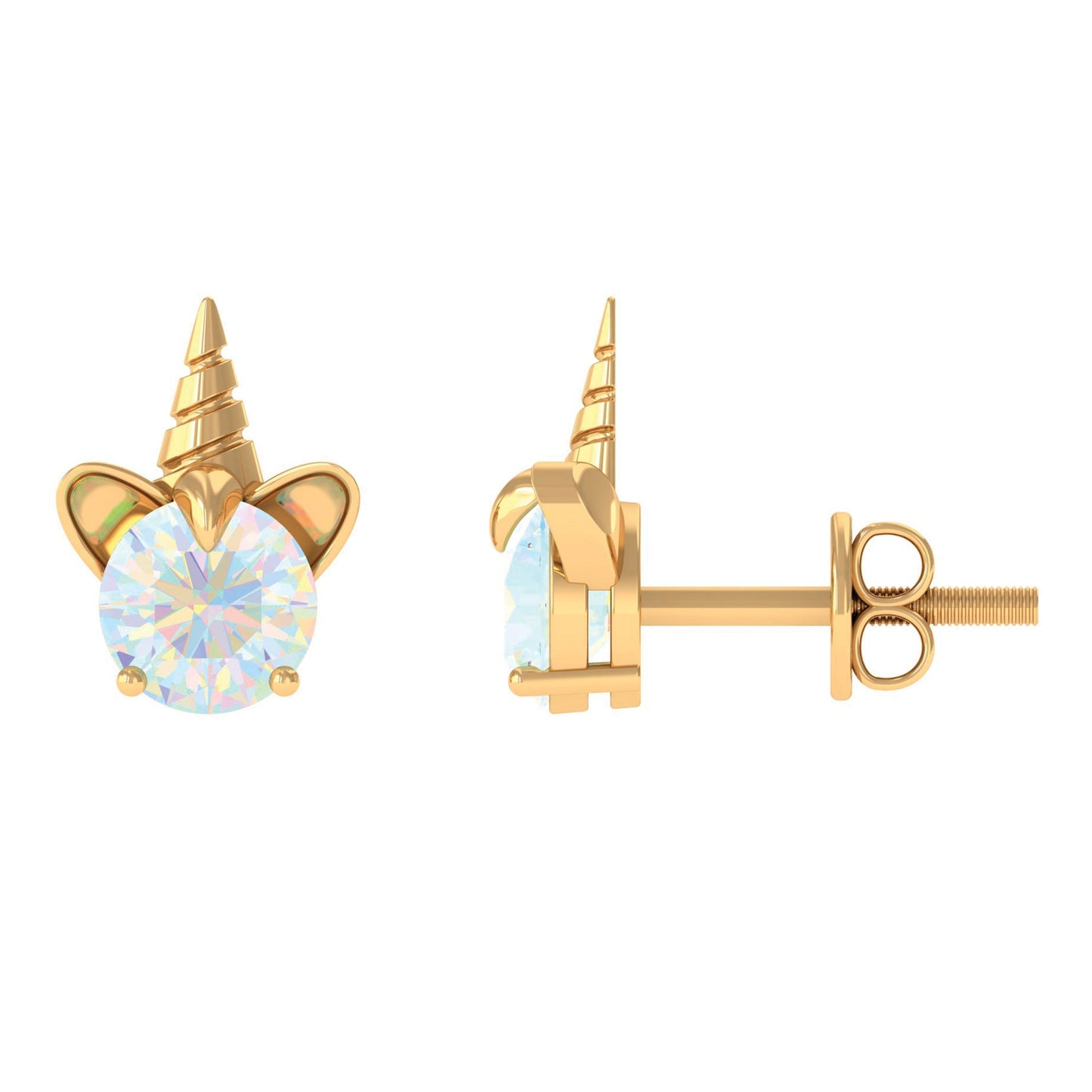 1 Carat Ethiopian Opal Unicorn Stud Earrings for Women