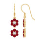 Natural Ruby Flower Dangle Earrings with Fish Hook