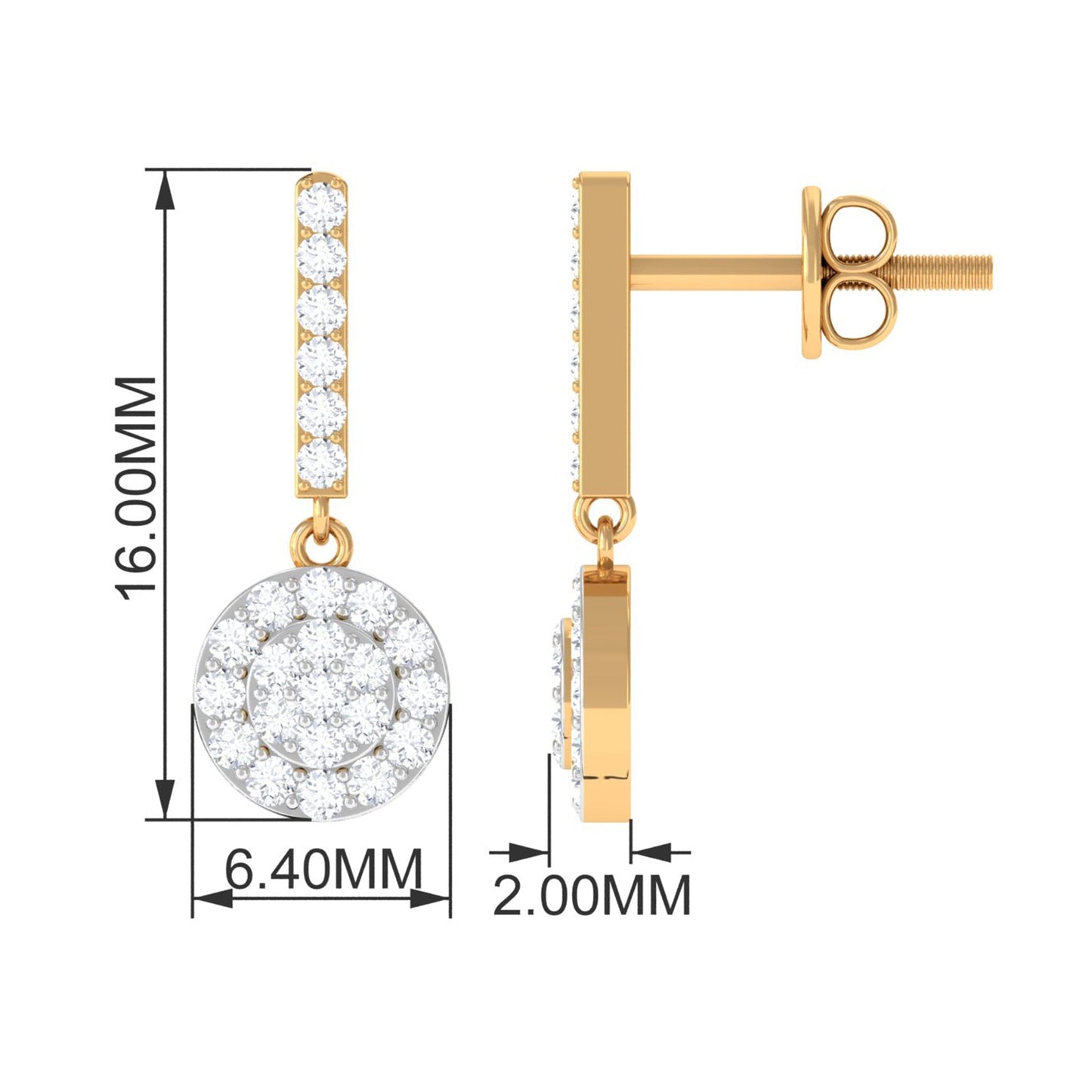 Real Diamond Dangle Earrings for Women