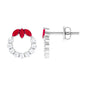 Marquise Cut Lab Created Ruby and Moissanite Eternity Stud Earrings