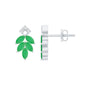 Real Emerald Leaf Stud Earrings with Moissanite