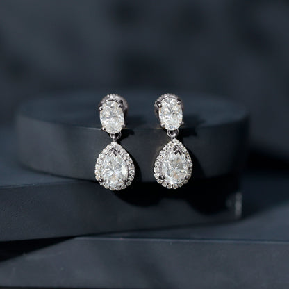 Certified Moissanite Teardrop Bridal Earrings