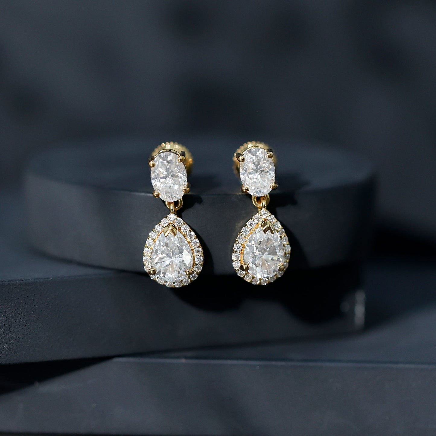 Certified Moissanite Teardrop Bridal Earrings