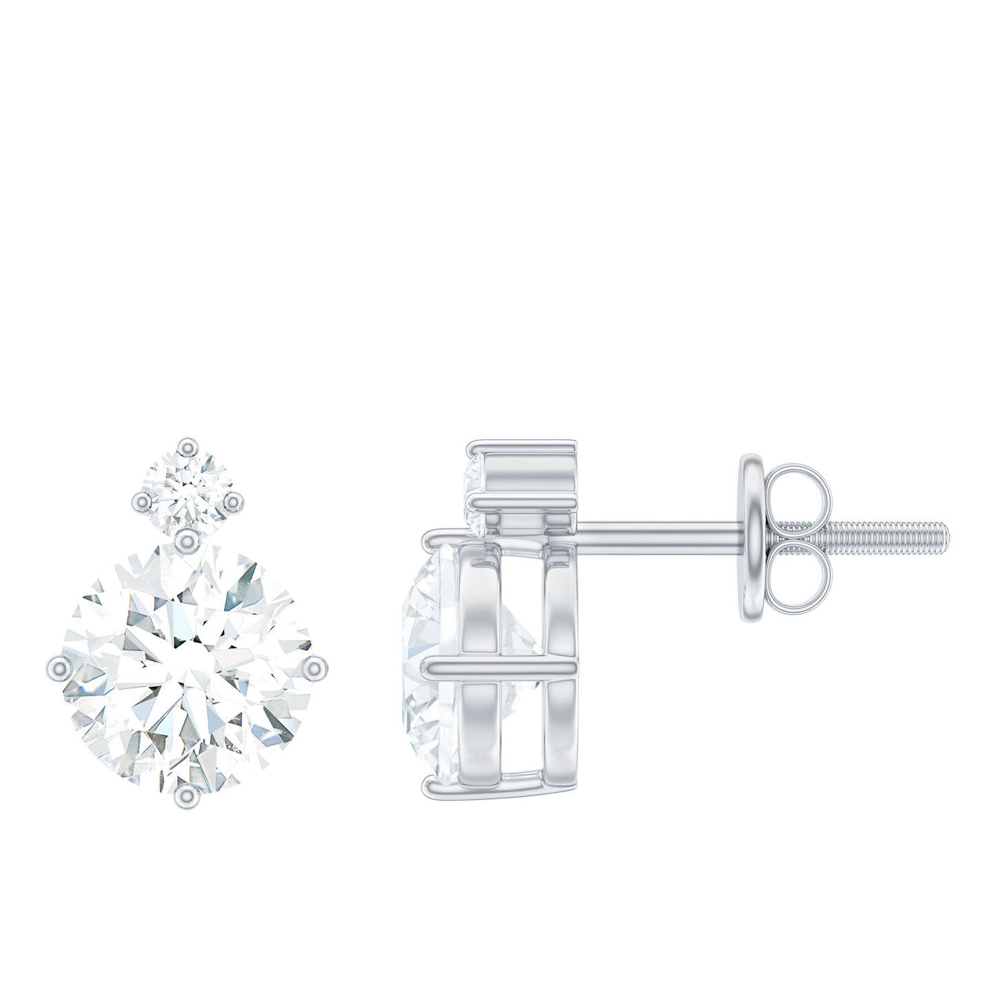 Simple Round Moissanite Stud Earrings