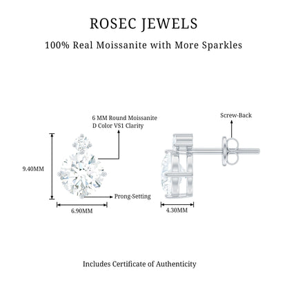 Simple Round Moissanite Stud Earrings