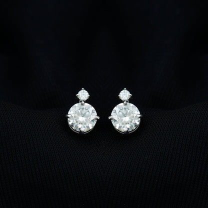 Simple Round Moissanite Stud Earrings
