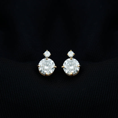 Simple Round Moissanite Stud Earrings