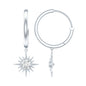 Bezel Set Round Moissanite Sunburst Hoop Drop Earrings