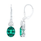 Lab Grown Emerald Oval Drop Earrings With Moissanite