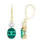 Lab Grown Emerald Oval Drop Earrings With Moissanite
