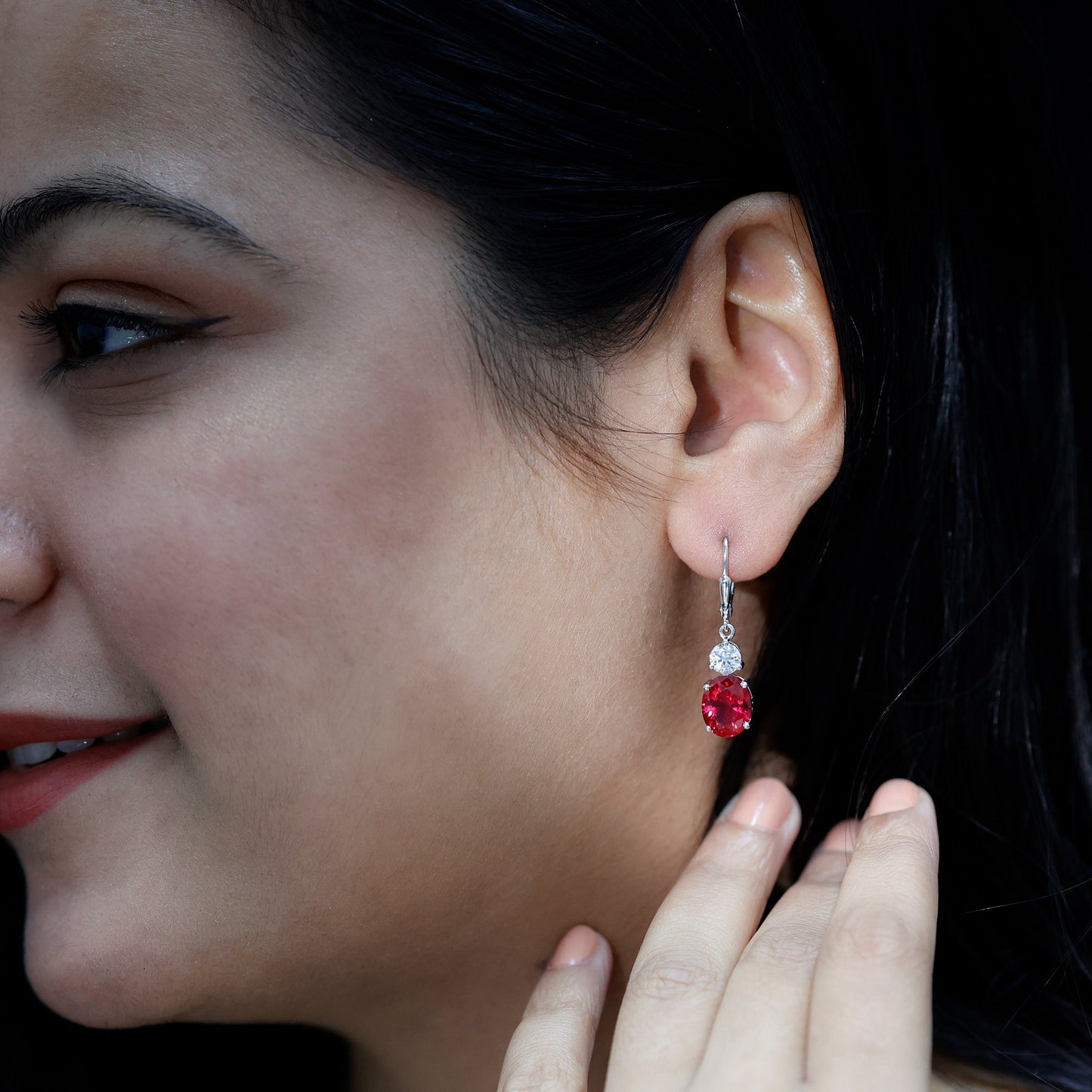 8 Carat Lab Created Ruby Drop Earrings with Certificate