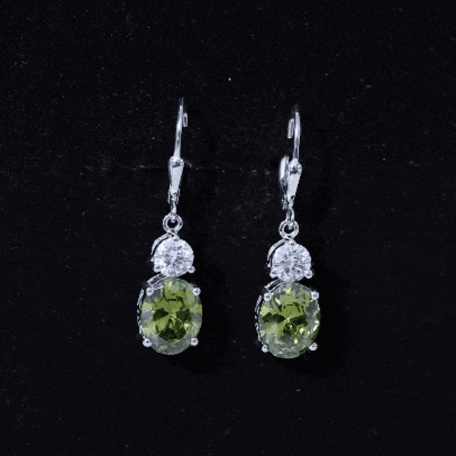 8 Carat Lab Grown Green Sapphire Drop Hoop Earrings with Certificate