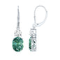 8 Carat Lab Grown Green Sapphire Drop Hoop Earrings with Certificate
