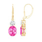 Lab Grown Pink Sapphire and Moissanite Drop Earrings With Leverback