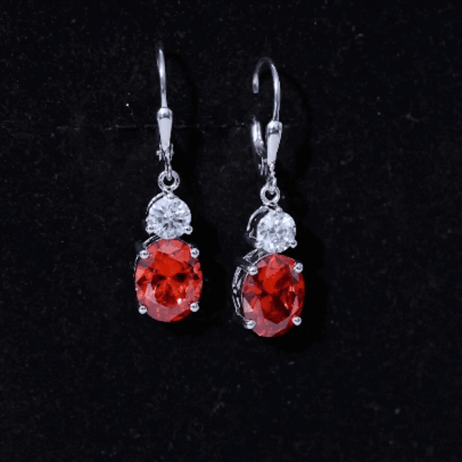 Certified Lab Grown Orange Sapphire And Moissanite Drop Dangle Earrings
