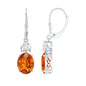 Certified Lab Grown Orange Sapphire And Moissanite Drop Dangle Earrings