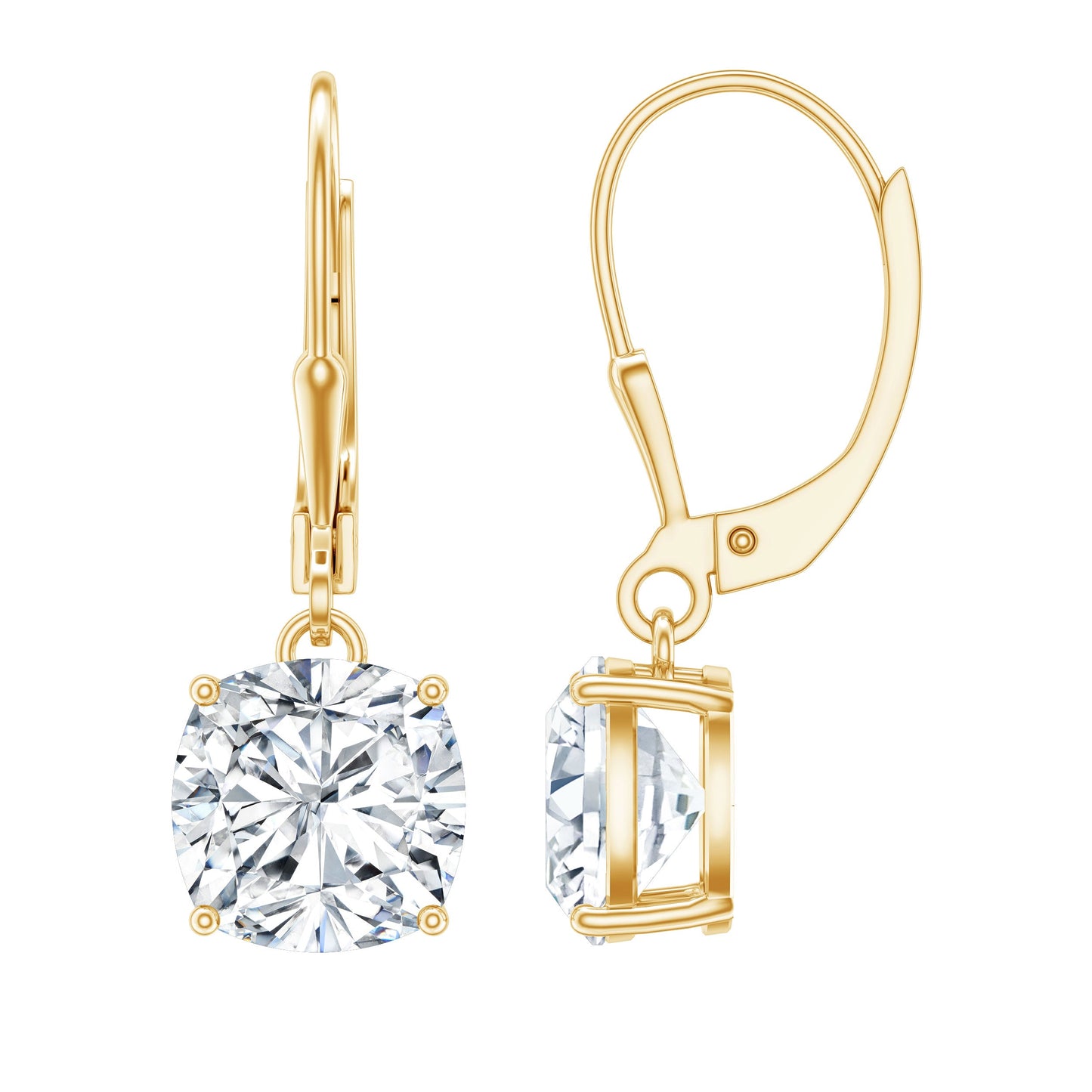 Certified 6 Carat Cushion Cut Moissanite Drop Earrings