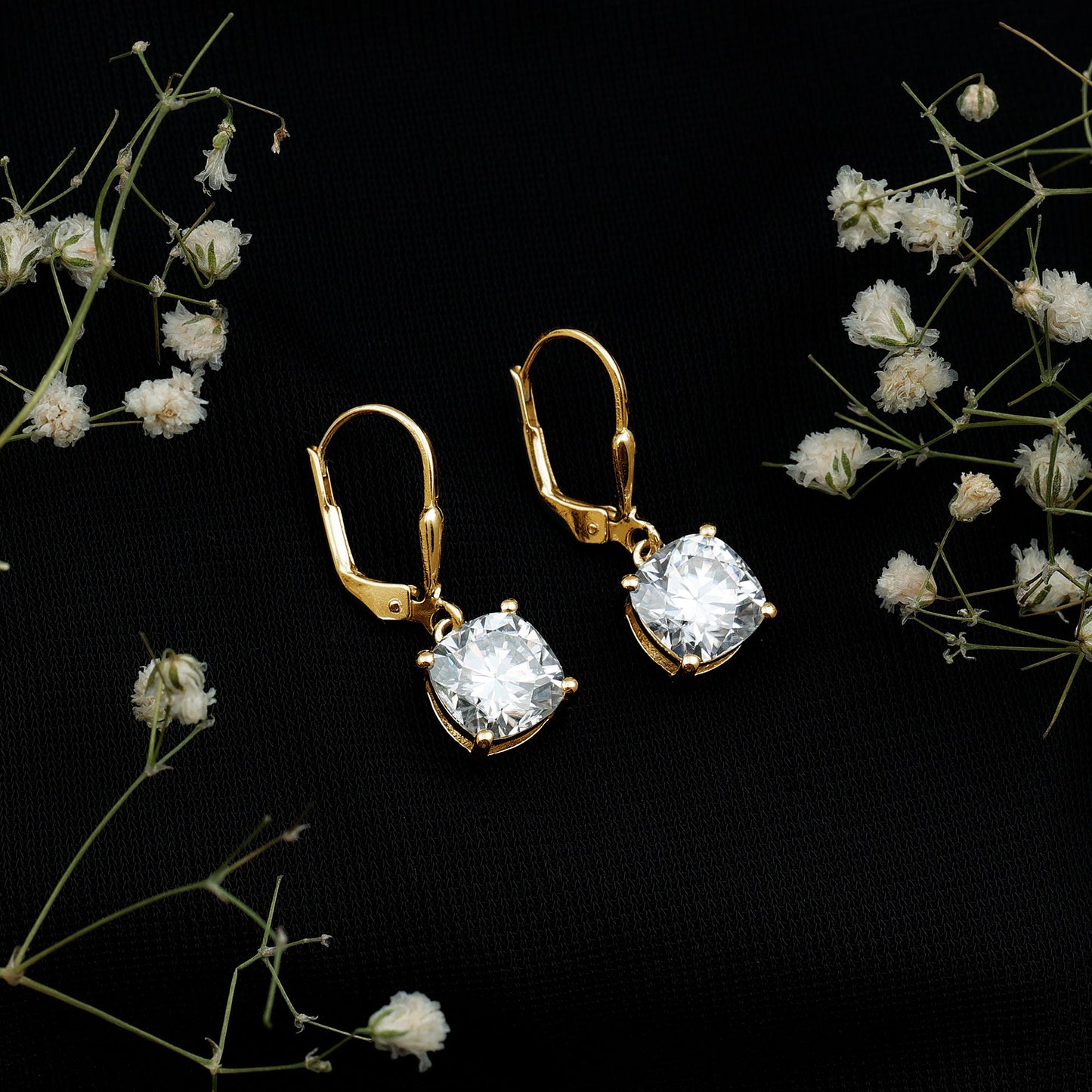 Certified 6 Carat Cushion Cut Moissanite Drop Earrings