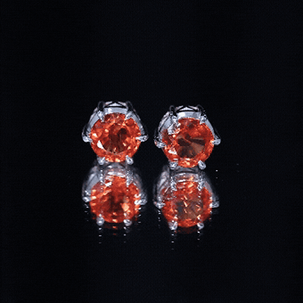 4.5 Carat Round Lab Created Orange Sapphire Solitaire Stud Earrings