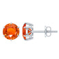 4.5 Carat Round Lab Created Orange Sapphire Solitaire Stud Earrings