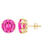 Certified 4.5 Carat Round Lab Created Pink Sapphire Stud Earrings