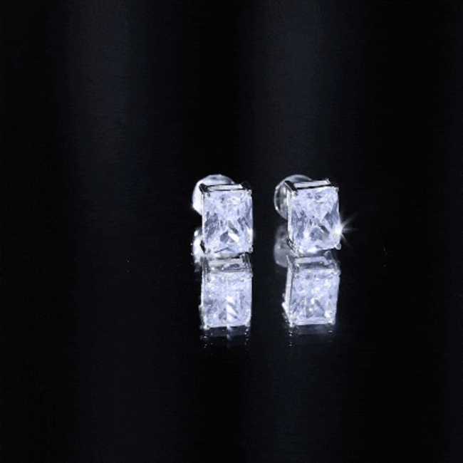 Certified 3.7 Carat Emerald Cut Cubic Zirconia Stud Earrings