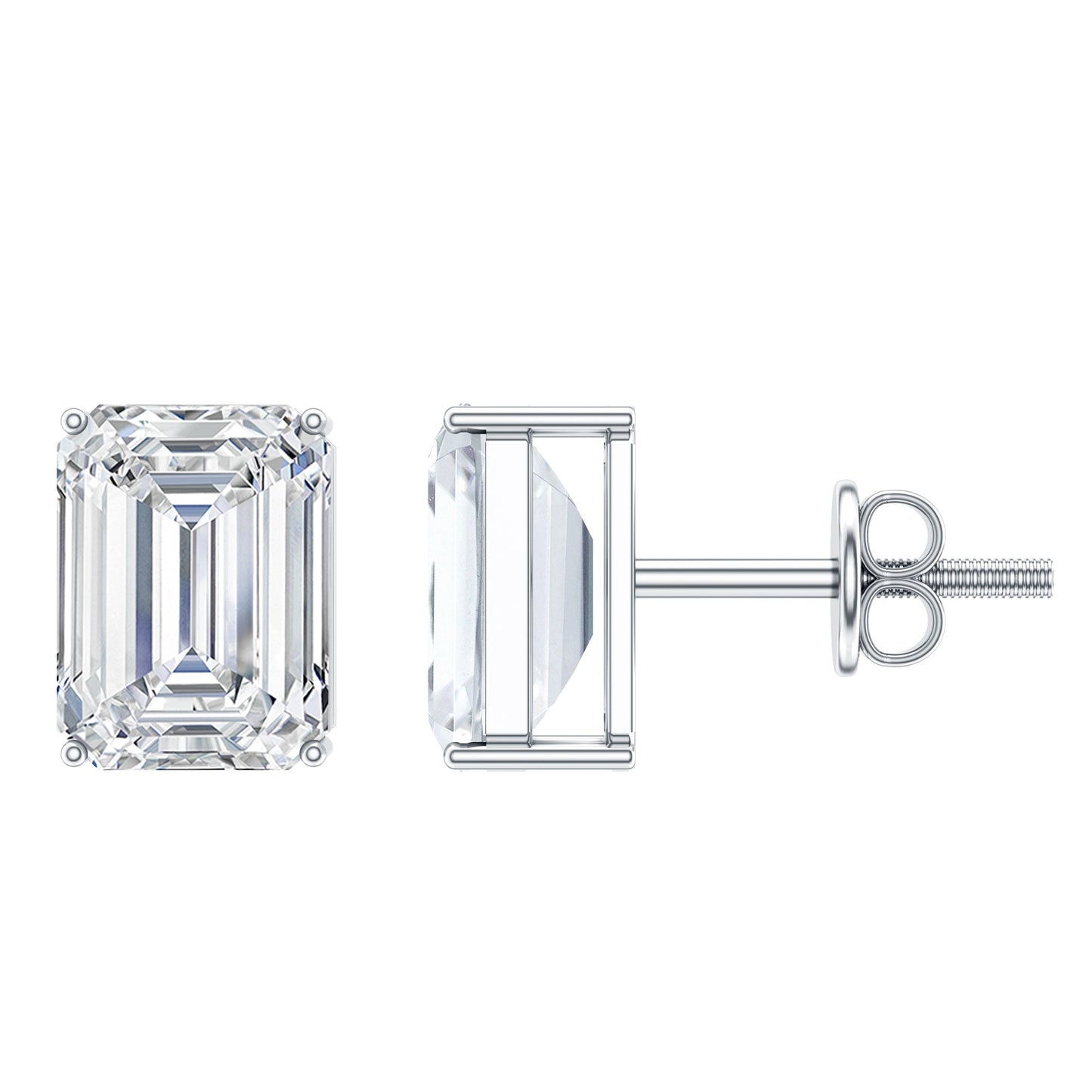 Certified 3.7 Carat Emerald Cut Cubic Zirconia Stud Earrings