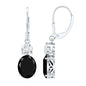 Oval Shaped Lab Created Black Diamond Drop Earrings with Moissanite