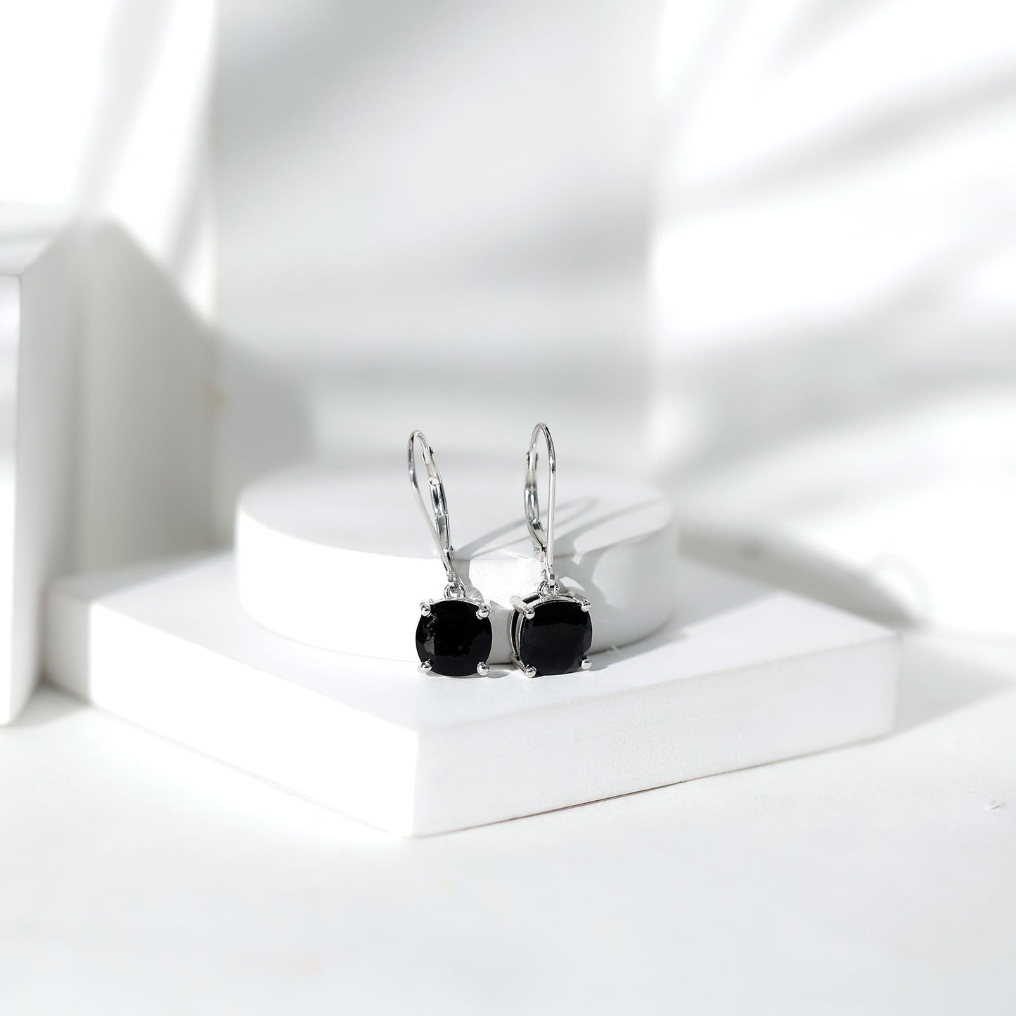 Lab Created Black Diamond Drop Earrings with Lever Back