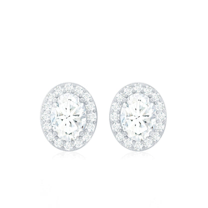 Halo Diamond Earrings With Screw Back