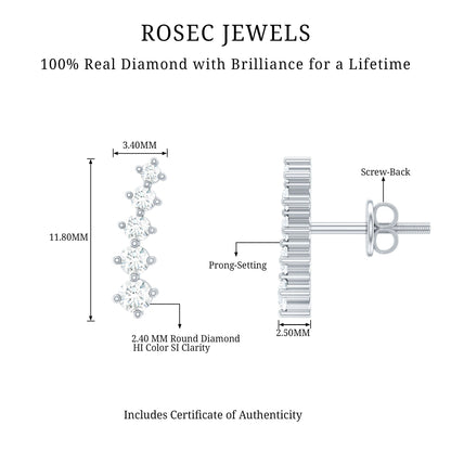 Graduated Style Diamond Climber Earrings