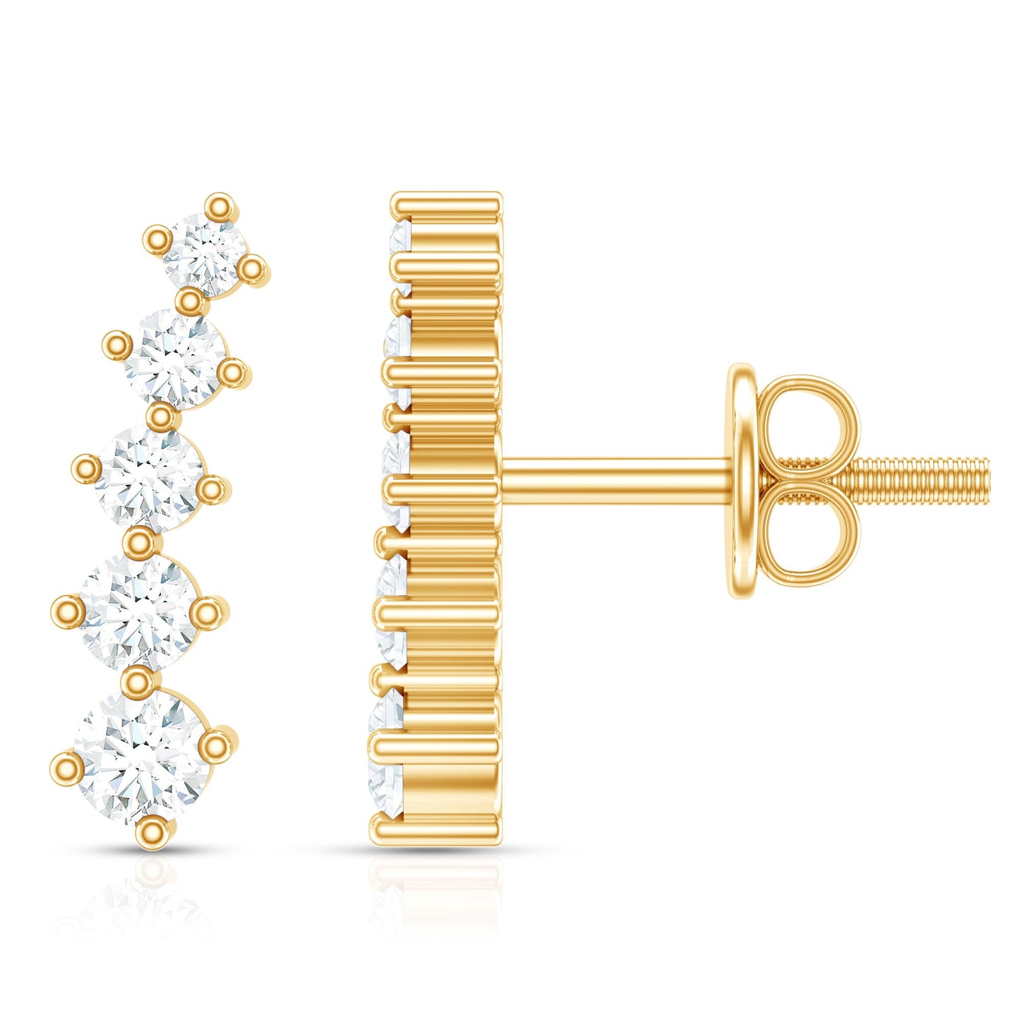 Graduated Style Diamond Climber Earrings
