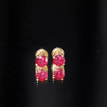 Round Lab Created Ruby Solitaire Stud Earrings