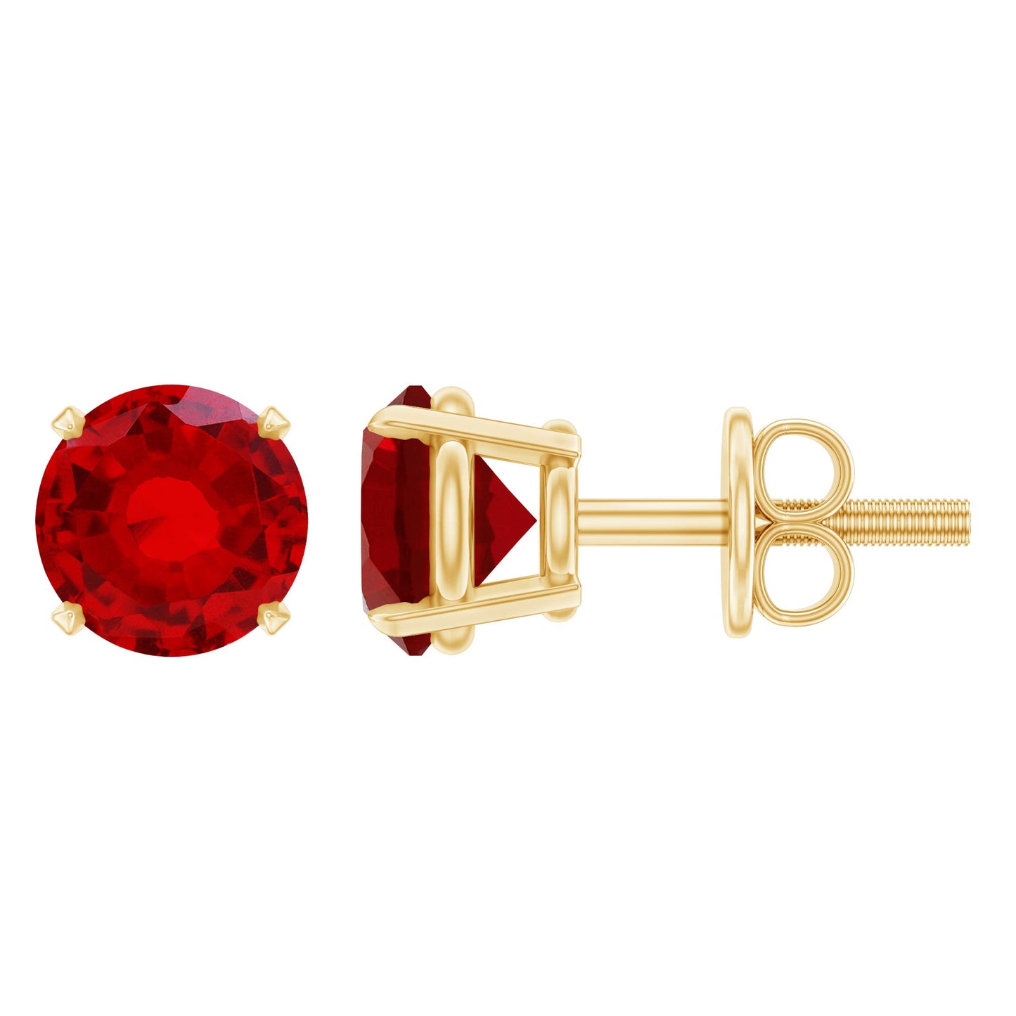 Round Lab Created Ruby Solitaire Stud Earrings