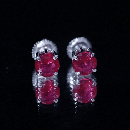 2.74 Carat Round Cut Solitaire Lab Created Ruby Stud Earring for women