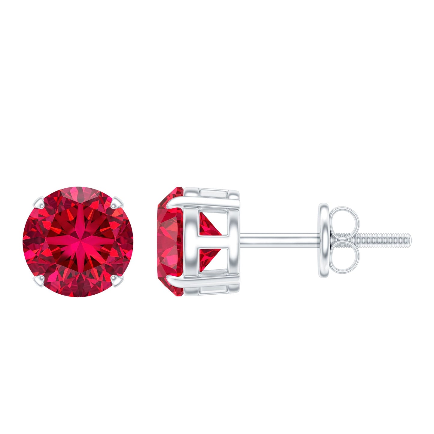 2.74 Carat Round Cut Solitaire Lab Created Ruby Stud Earring for women