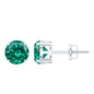 1.6 Carat Round Lab Created Emerald Solitaire Stud Earrings