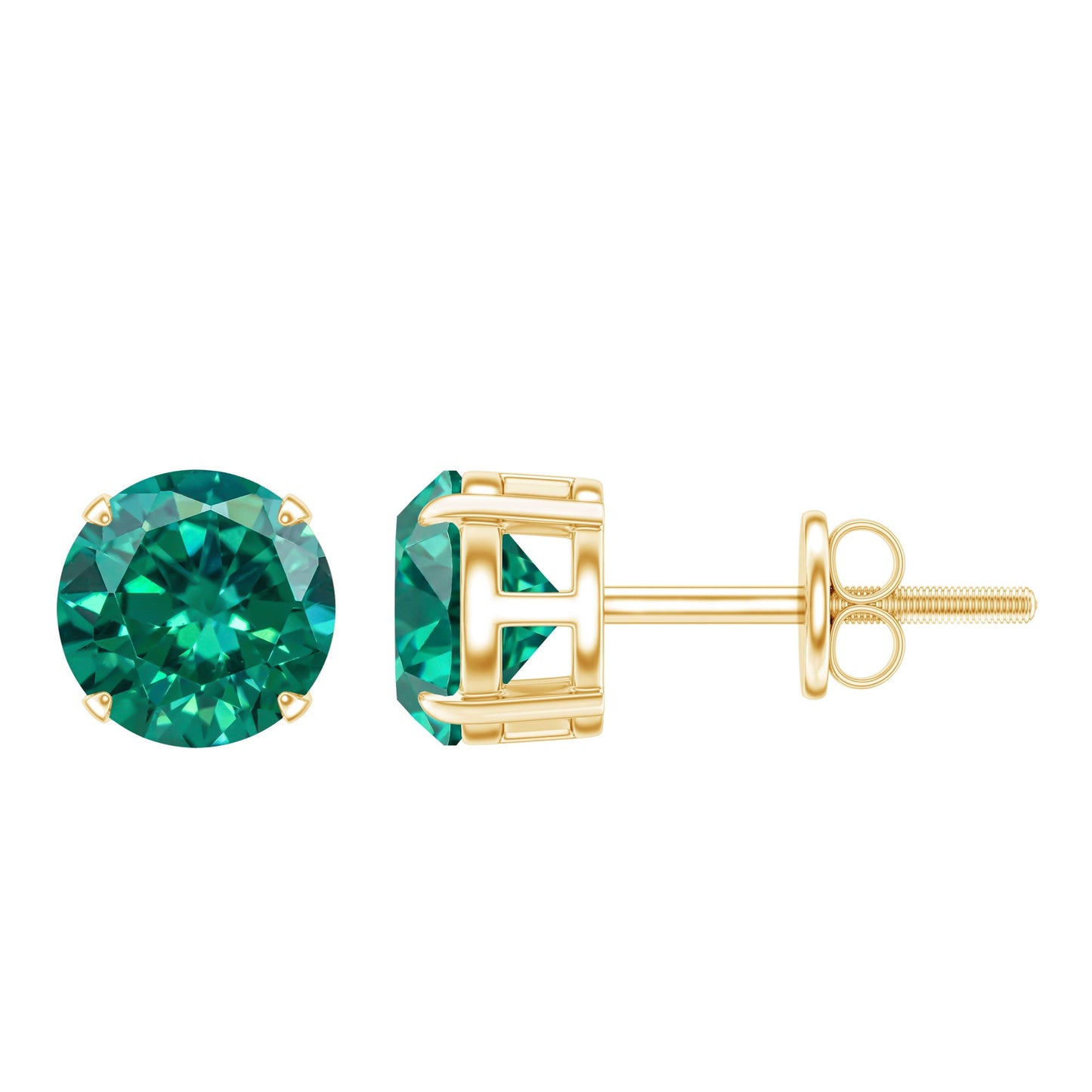 1.6 Carat Round Lab Created Emerald Solitaire Stud Earrings