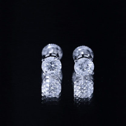 2 Carat Moissanite Solitaire Stud Earrings with Screw Backs