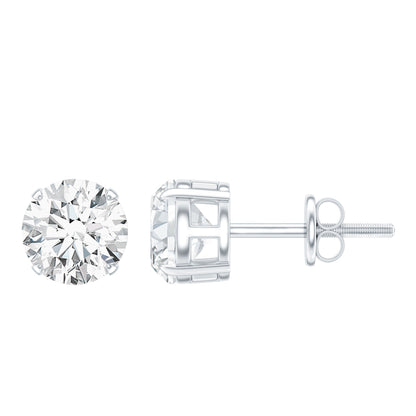 2 Carat Moissanite Solitaire Stud Earrings in Silver
