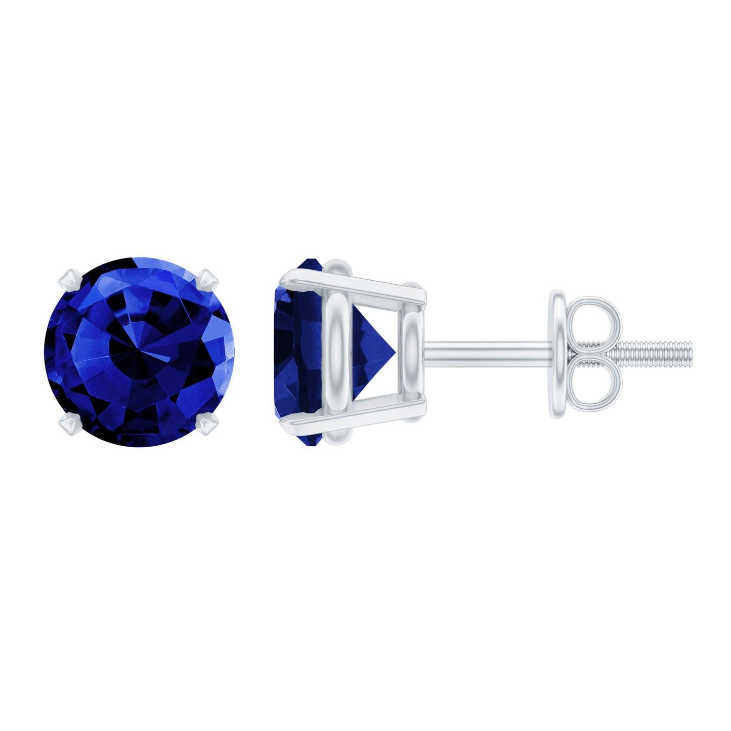 Womens Lab Created Blue Sapphire Solitaire Stud Earrings