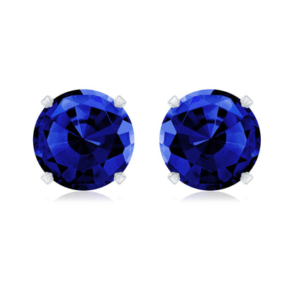 Womens Lab Created Blue Sapphire Solitaire Stud Earrings