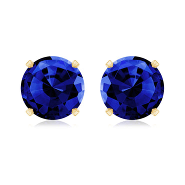 Womens Lab Created Blue Sapphire Solitaire Stud Earrings