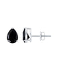 Certified Real Pear Shaped Black Spinel Earrings with Screw Back