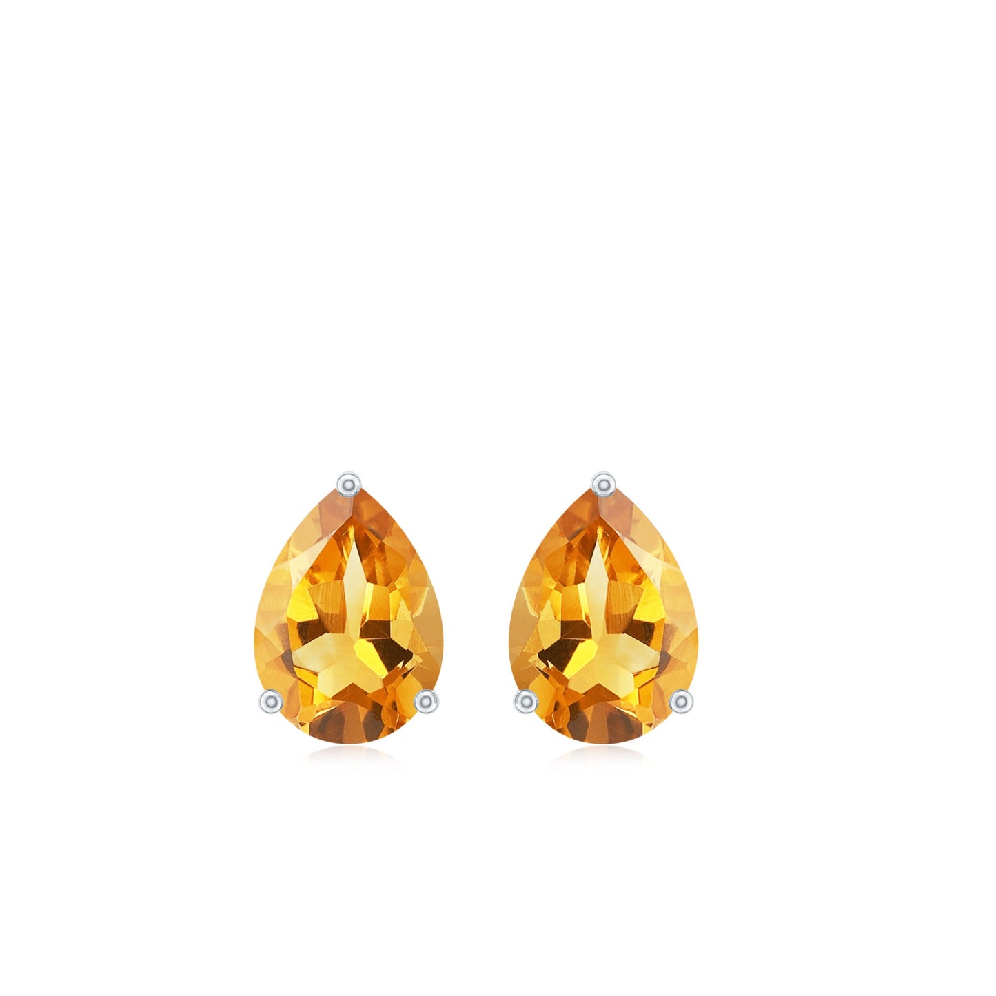 Natural Pear Shape Citrine November Birthstone Stud Earrings